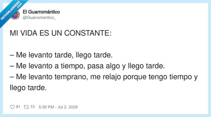 retraso,vida,constante,tiempo,mala suerte